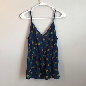 Pineapple printed sleeveless blouse